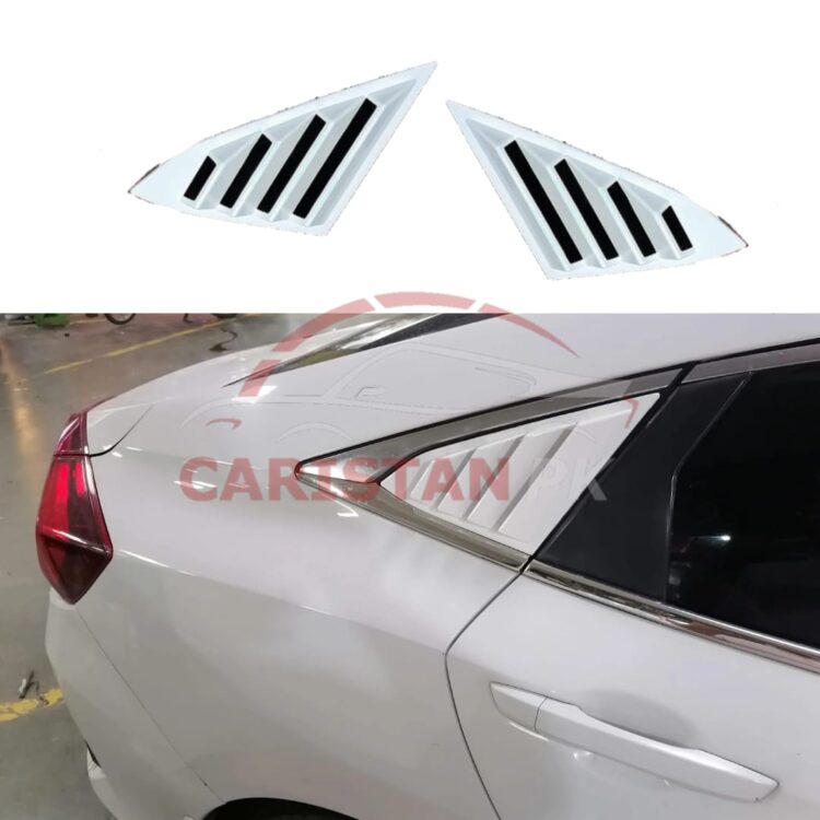 Honda Civic Quarter Glass Evo Louver Cover Vent Set White 2016-21 2