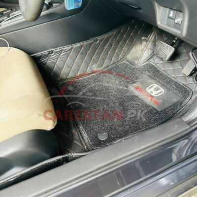 Honda Civic Premium 9D Floor Mats Black With Orange Stitch 2022 Model & Onwards 4