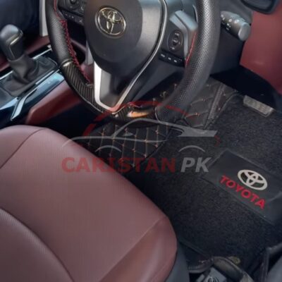 Toyota Corolla Cross Premium 9D Floor Mats Black With Orange Stitch