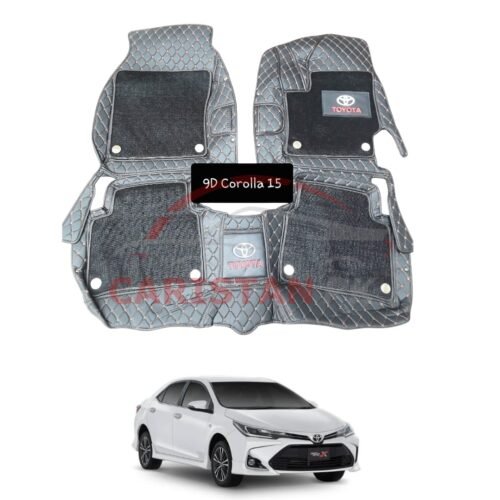 Toyota Corolla Premium 9D Floor Mats Black With Orange Stitch 2014-26