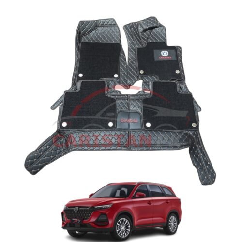 Changan Oshan X7 Premium 9D Floor Mats Black With Orange Stitch 2