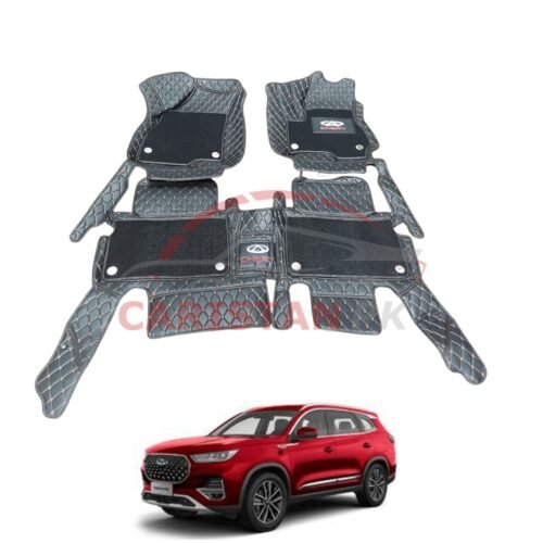 Chery Tiggo 8 Pro Premium 9D Floor Mats Black With Orange Stitch
