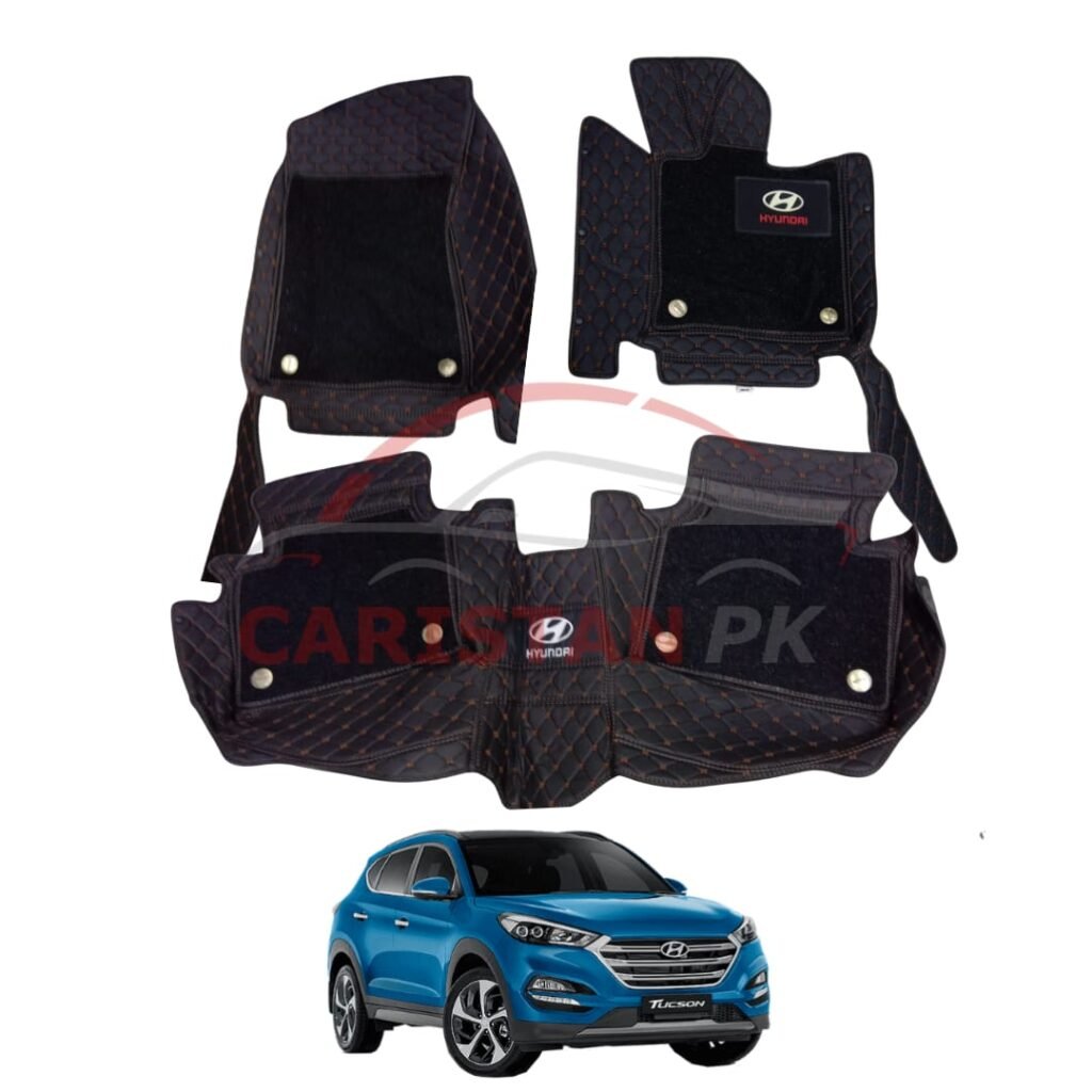 Hyundai Tucson Premium 9D Floor Mats Black With Orange Stitch 2 Hyundai Tucson Premium 9D Floor Mats Black With Orange Stitch 2