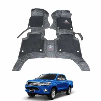 Toyota Hilux Revo Premium 9D Floor Mats Black With Orange Stitch 3