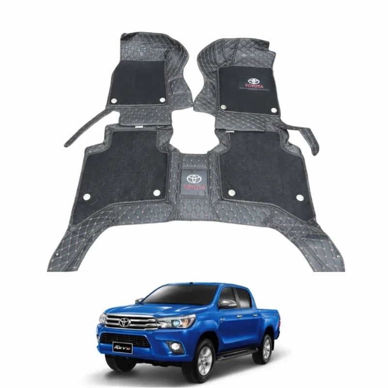 Toyota Hilux Revo Premium 9D Floor Mats Black With Orange Stitch 3 Toyota Hilux Revo Premium 9D Floor Mats Black With Orange Stitch 3