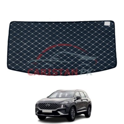 Hyundai Santa Fe 7D Trunk Protection Mat Black With Beige Stitch