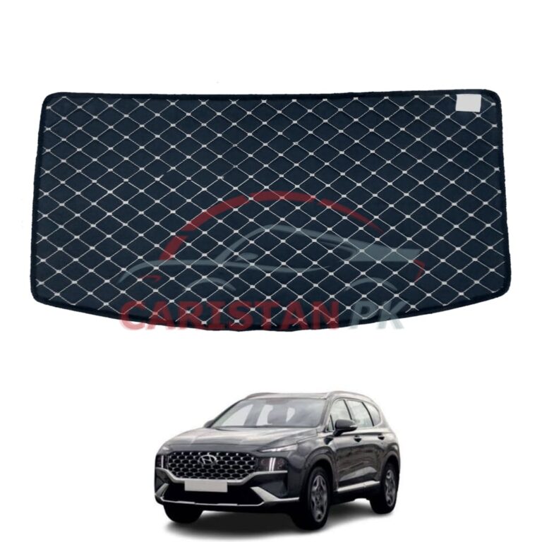 Hyundai Santa Fe 7D Trunk Protection Mat Black With Beige Stitch