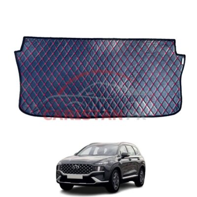 Hyundai Santa Fe 7D Trunk Protection Mat Black With Red Stitch