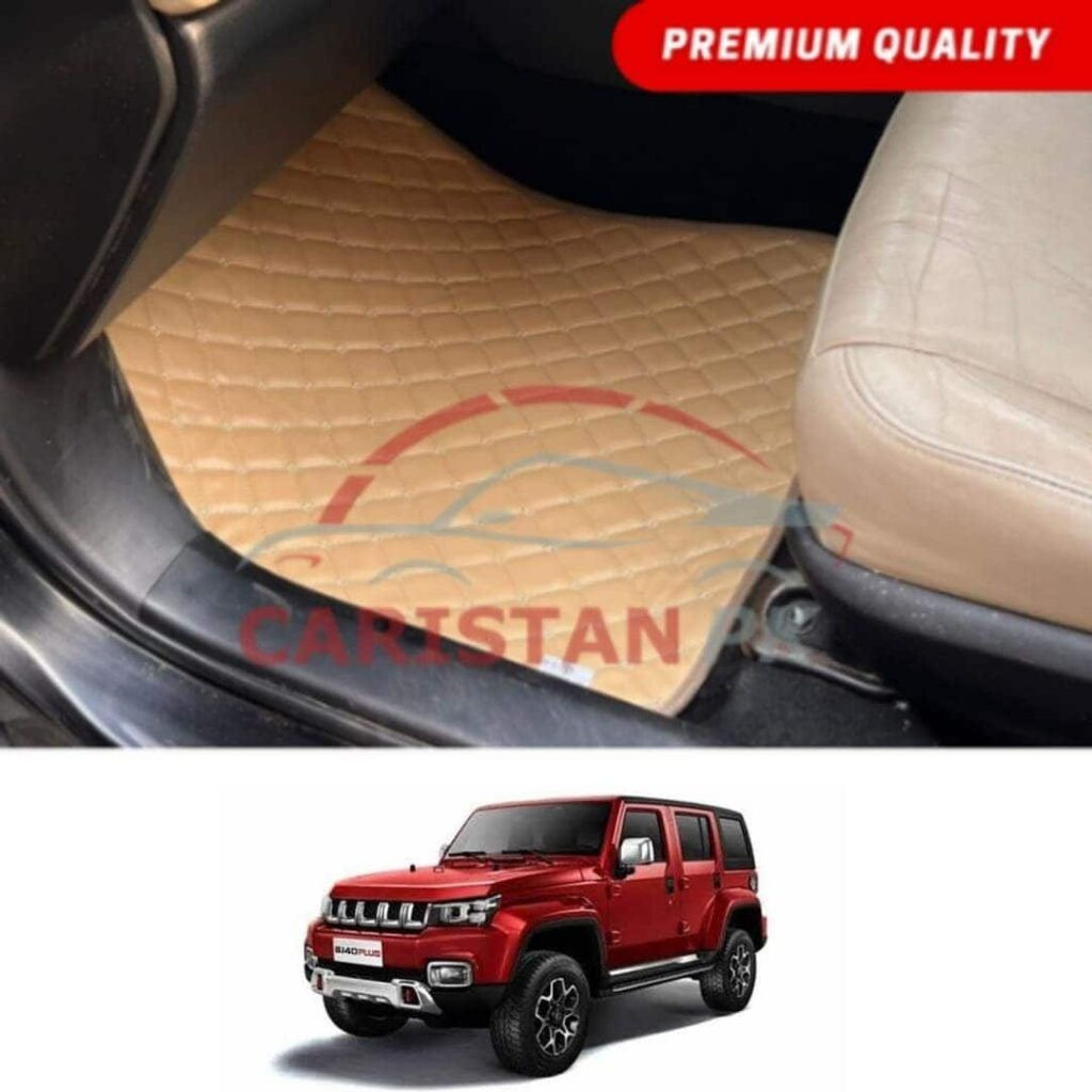 BAIC BJ 40 Plus Flat Style 7D Floor Mats Beige Stitch