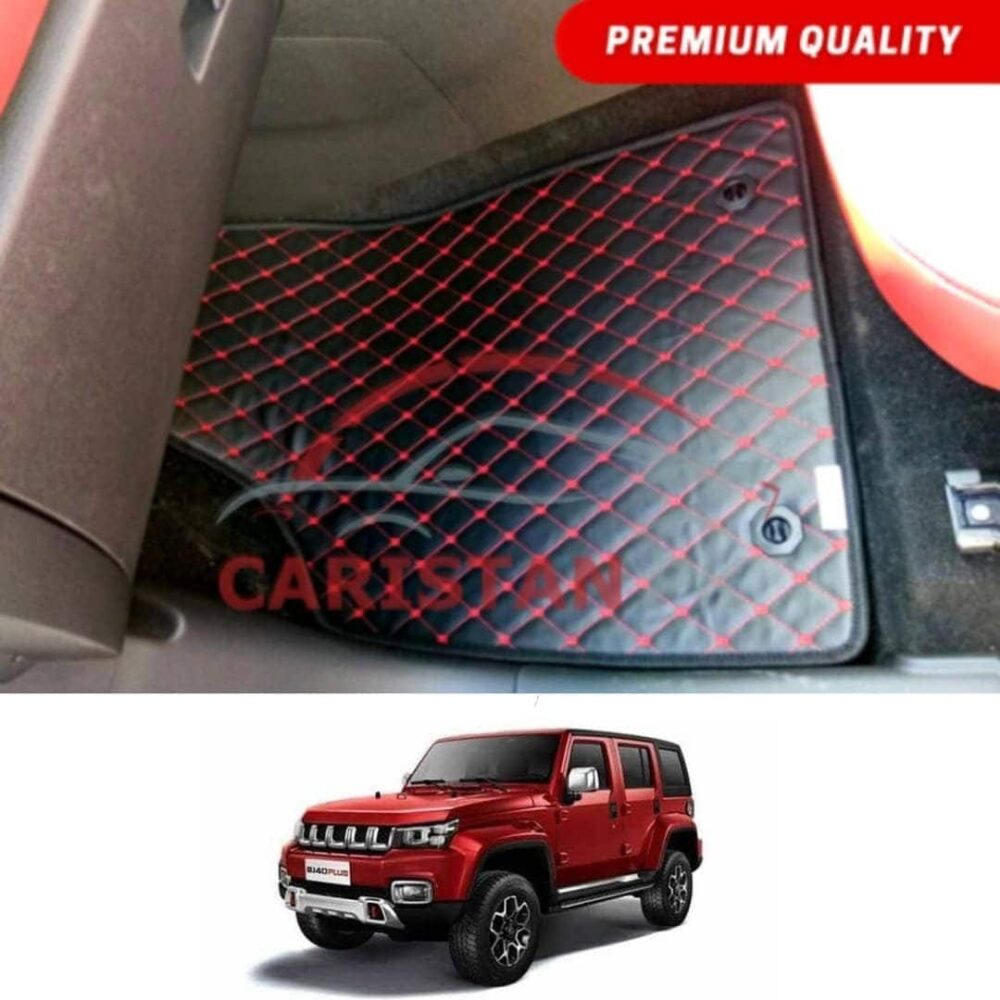 BAIC BJ 40 Plus Flat Style 7D Floor Mats Black With Red Stitch