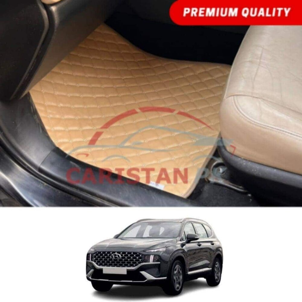 Hyundai Santa Fe Flat Style 7D Floor Mats Beige Stitch