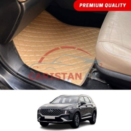 Hyundai Santa Fe Flat Style 7D Floor Mats Beige Stitch