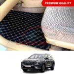 Hyundai Santa Fe Flat Style 7D Floor Mats Black With Beige Stitch