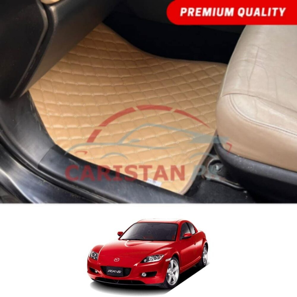 Mazda RX8 Flat Style 7D Floor Mats Beige Stitch 2003-09