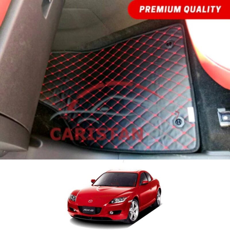 Mazda RX8 Flat Style 7D Floor Mats Black With Red Stitch 2003-09 Mazda RX8 Flat Style 7D Floor Mats Black With Red Stitch 2003-09