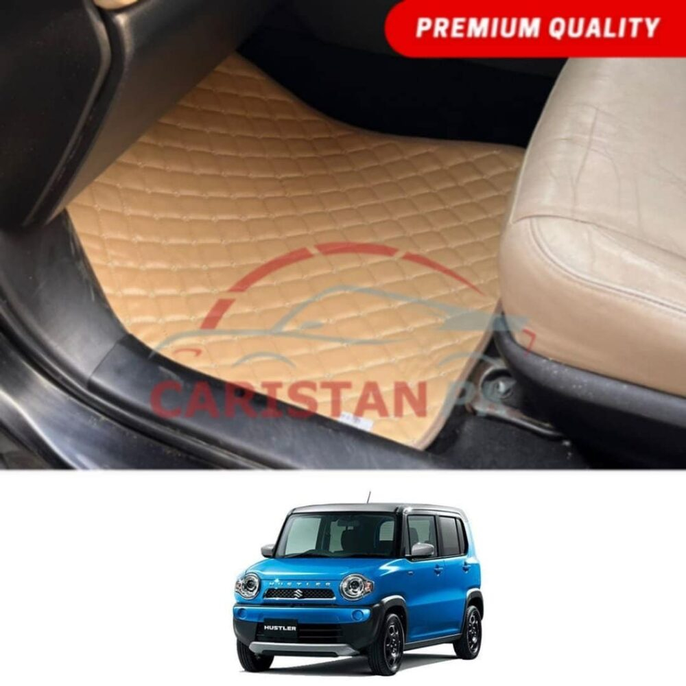 Suzuki Hustler Flat Style 7D Floor Mats Beige Stitch 2014-19
