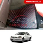 Toyota Mark 2 Flat Style 7D Floor Mats Black With Red Stitch
