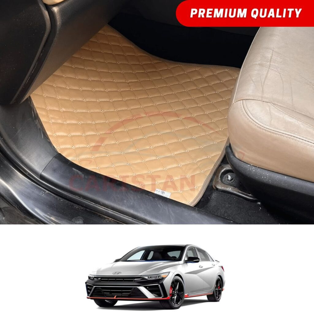 Hyundai Elantra Hybrid Flat Style 7D Floor Mats Beige Stitch