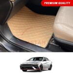 Hyundai Elantra Hybrid Flat Style 7D Floor Mats Beige Stitch