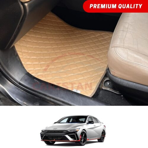 Hyundai Elantra Hybrid Flat Style 7D Floor Mats Beige Stitch