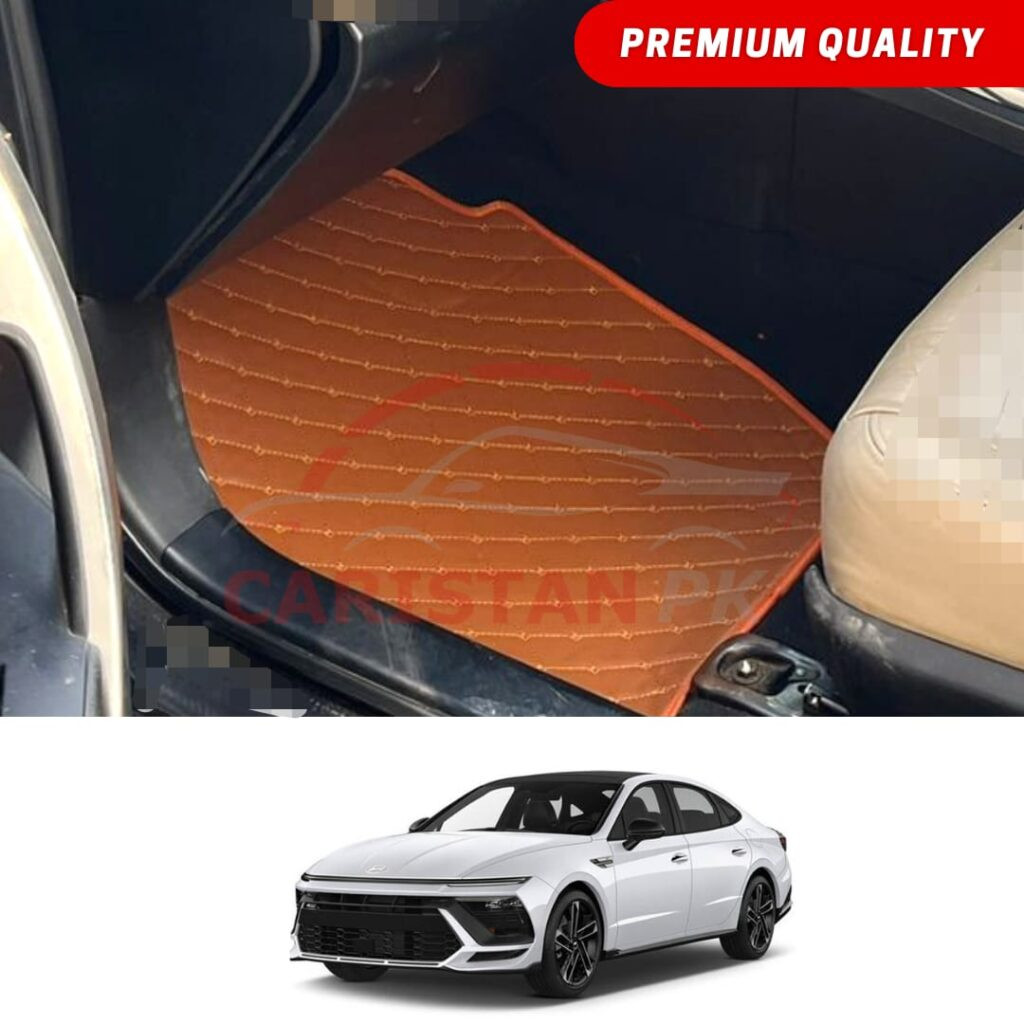 Hyundai Sonata N Line Flat Style 7D Floor Mats Royal Orange
