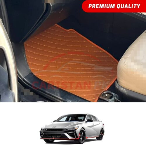 Hyundai Elantra Hybrid Flat Style 7D Floor Mats Royal Orange