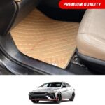Hyundai Elantra Hybrid Flat Style 7D Floor Mats Beige Stitch