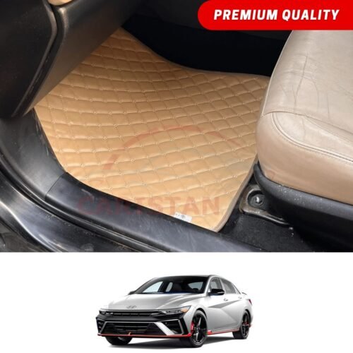 Hyundai Elantra Hybrid Flat Style 7D Floor Mats Beige Stitch