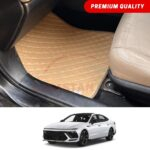 Hyundai Sonata N Line Flat Style 7D Floor Mats Beige Stitch