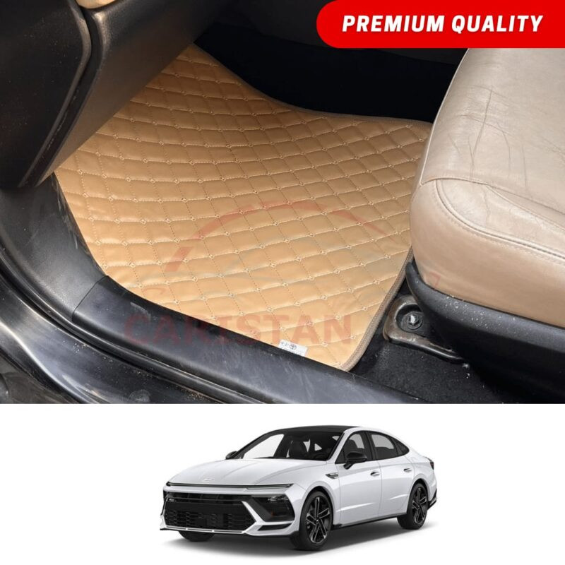 Hyundai Sonata N Line Flat Style 7D Floor Mats Beige Stitch Hyundai Sonata N Line Flat Style 7D Floor Mats Beige Stitch