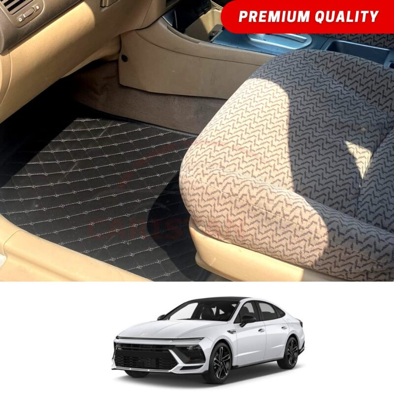 Hyundai Sonata N Line Flat Style 7D Floor Mats Black Hyundai Sonata N Line Flat Style 7D Floor Mats Black