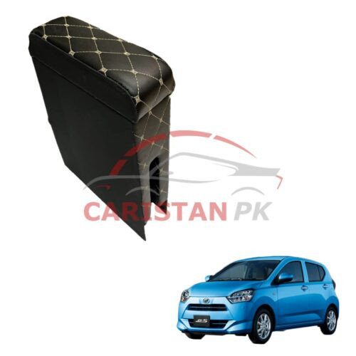 Daihatsu Mira Custom Fit Armrest Black With Beige Stitch 2017-23
