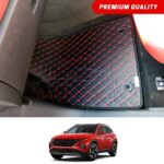 Hyundai Tucson Facelift Flat Style 7D Floor Mats Black With Red Stitch