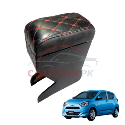 Daihatsu Mira Custom Fit Arm Rest Black With Red Stitch 2017-23