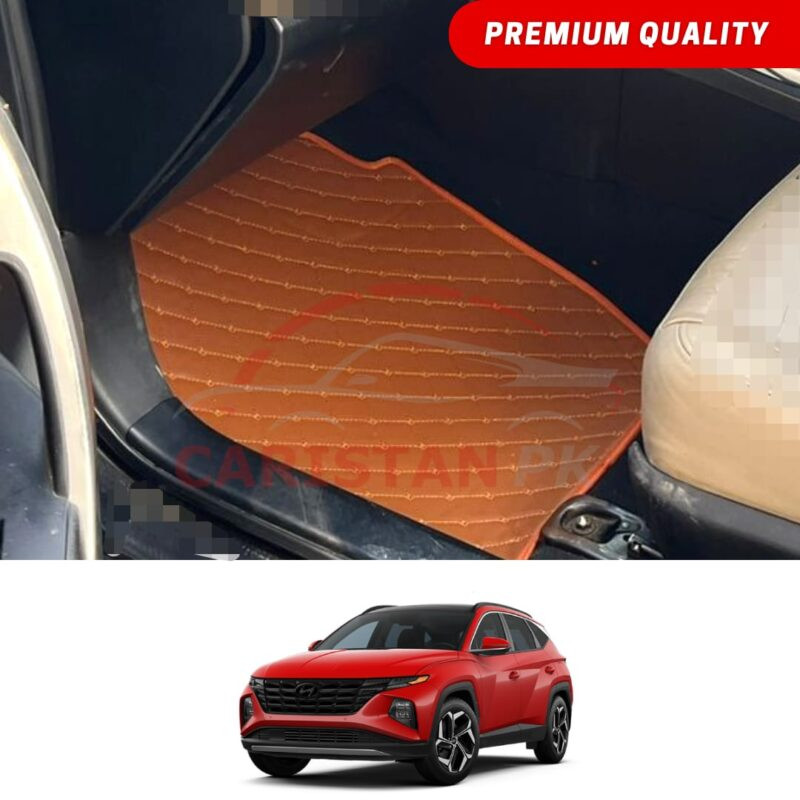 Hyundai Tucson Facelift Flat Style 7D Floor Mats Royal Orange