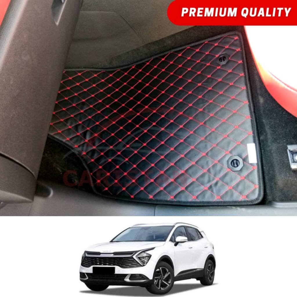 KIA Sportage L Flat Style 7D Floor Mats Black With Red Stitch