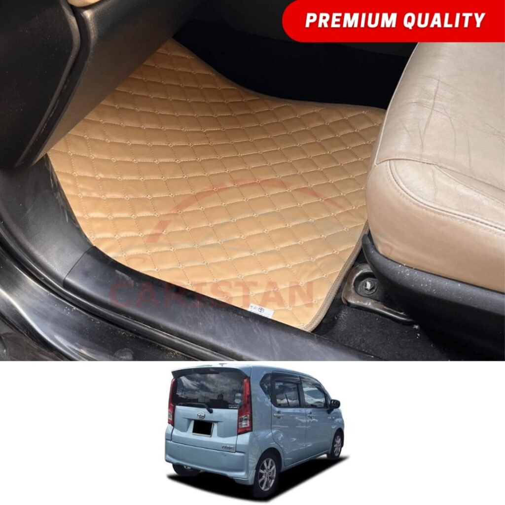 Daihatsu Move Flat Style 7D Floor Mats Beige Stitch 2015-24 Daihatsu Move Flat Style 7D Floor Mats Beige Stitch 2015-24