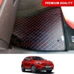 MG ZS EV Flat Style 7D Floor Mats Black With Red Stitch