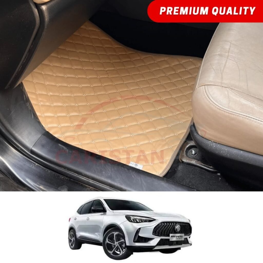 MG HS PHEV/Trophy Flat Style 7D Floor Mats Beige Stitch MG HS PHEV/Trophy Flat Style 7D Floor Mats Beige Stitch
