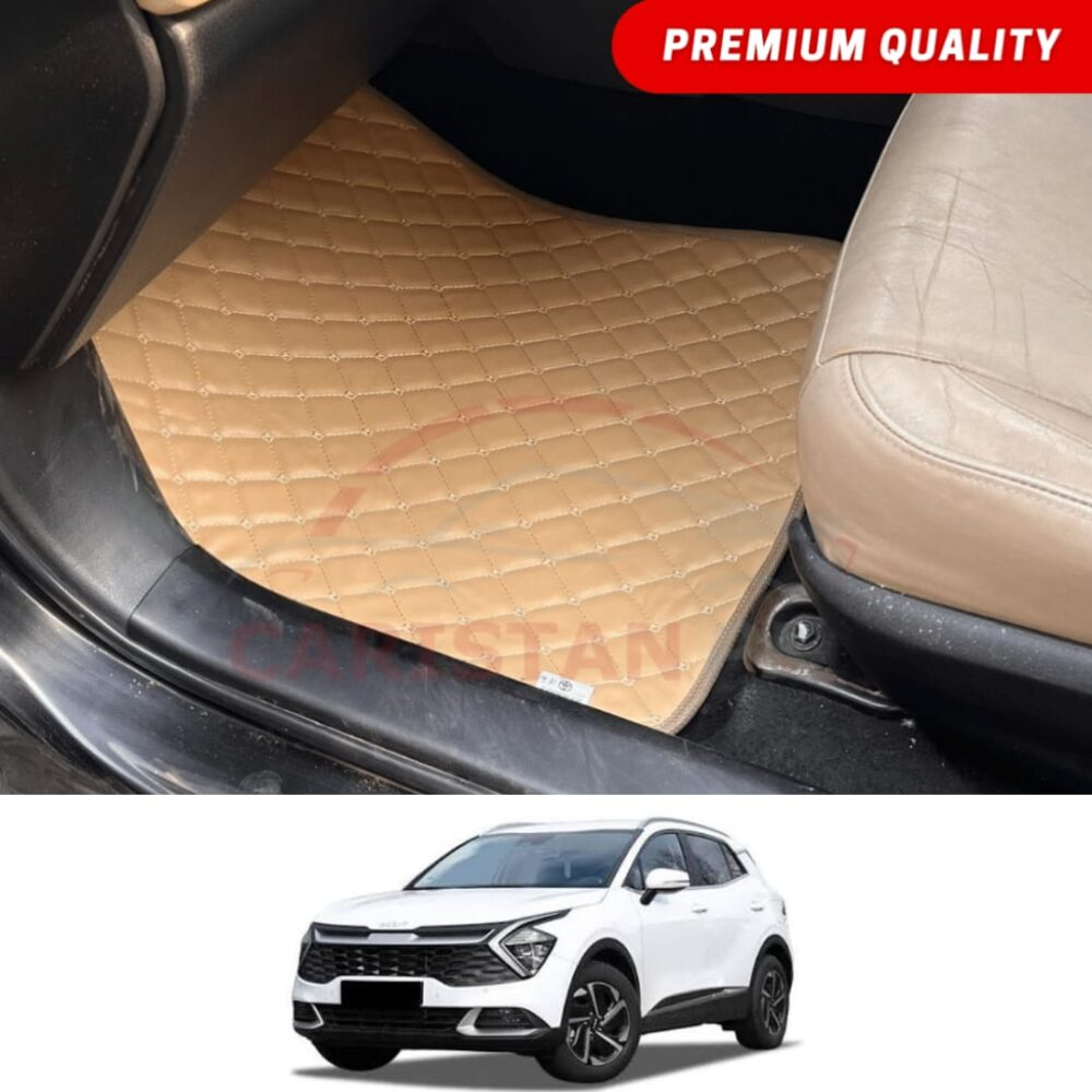 KIA Sportage L Flat Style 7D Floor Mats Beige Stitch
