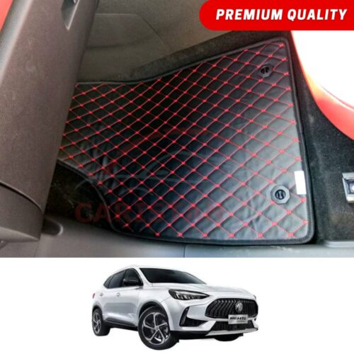 MG HS PHEV/Trophy Flat Style 7D Floor Mats Black With Red Stitch