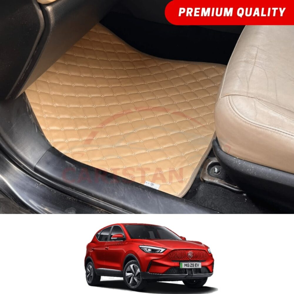 MG ZS EV Flat Style 7D Floor Mats Beige Stitch