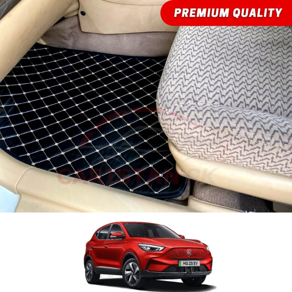 MG ZS EV Flat Style 7D Floor Mats Black With Beige Stitch