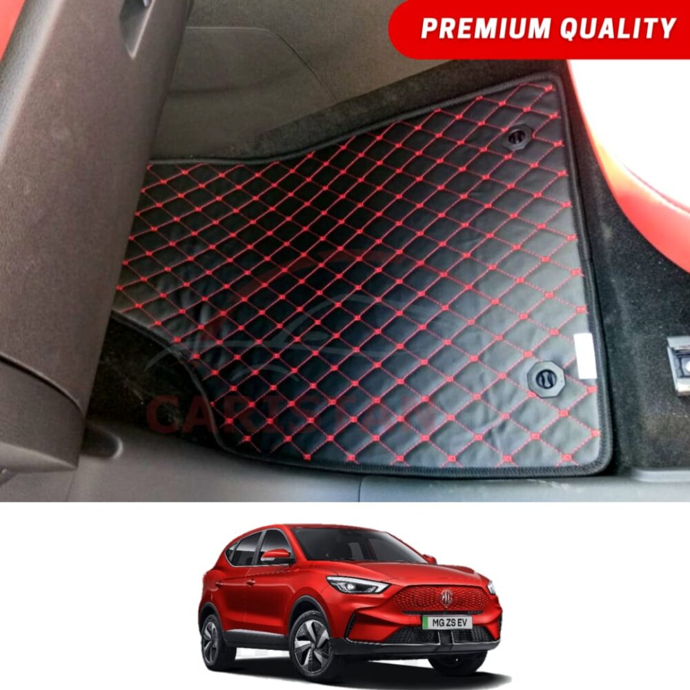 MG ZS EV Flat Style 7D Floor Mats Black With Red Stitch