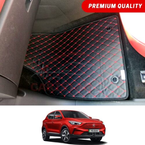 MG ZS EV Flat Style 7D Floor Mats Black With Red Stitch