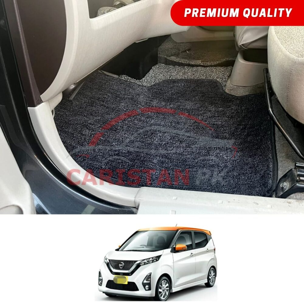 Mitsubishi EK Wagon Premium Carpet Floor Mats Black Grey 2019-24 Mitsubishi EK Wagon Premium Carpet Floor Mats Black Grey 2019-24