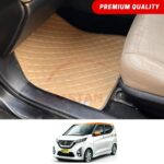 Mitsubishi EK Wagon Flat Style 7D Floor Mats Beige Stitch 2019-24
