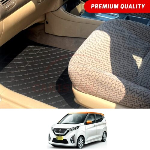 Mitsubishi EK Wagon Flat Style 7D Floor Mats Black 2019-24