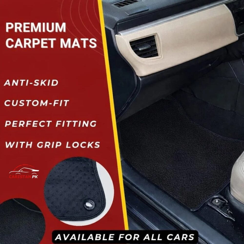 Premium Carpet Floor Mats Jet Black Available For Most Cars