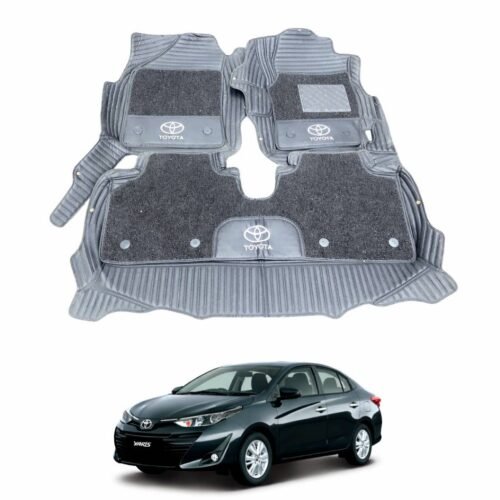 Toyota Yaris Premium 9D Floor Mats Black With Black Grass